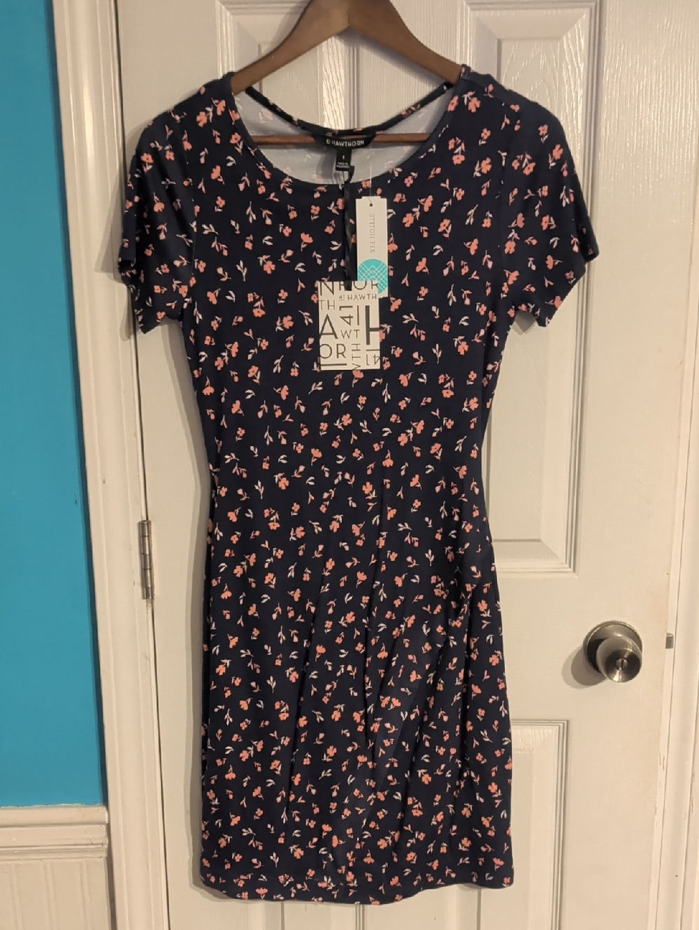 41 Hawthorn Navy Dress with Pink Floral Print